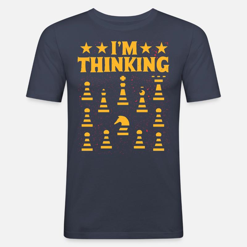 Ich denke, bitte warte Schach - Männer Slim Fit T-Shirt - Navy