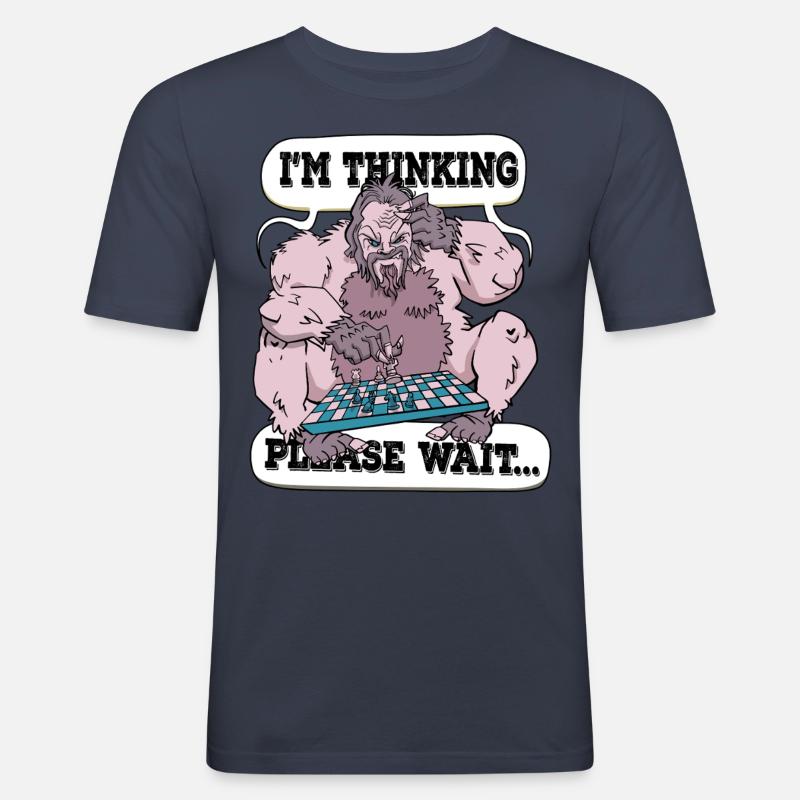 I'm thinking please wait Chess - Men's Slim Fit T-Shirt - navy