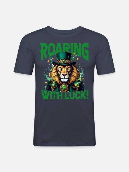 Roaring with Luck - Men's Slim Fit T-Shirt - navy