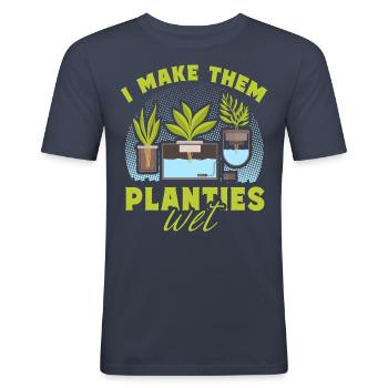 Je les fais Planties mouillés - T-shirt près du corps Homme - bleu marine - Devant - Nik (191cm)