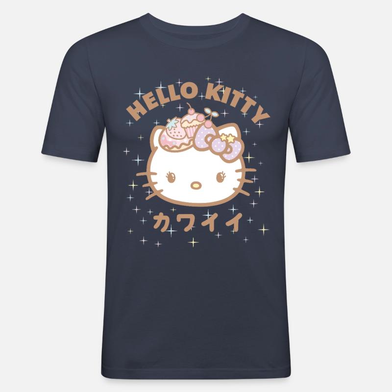 Hello Kitty Stili kawaii con stelle - Maglietta aderente da uomo - navy