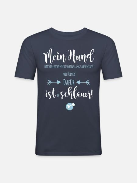 schlauer Hund - Männer Slim Fit T-Shirt - Navy