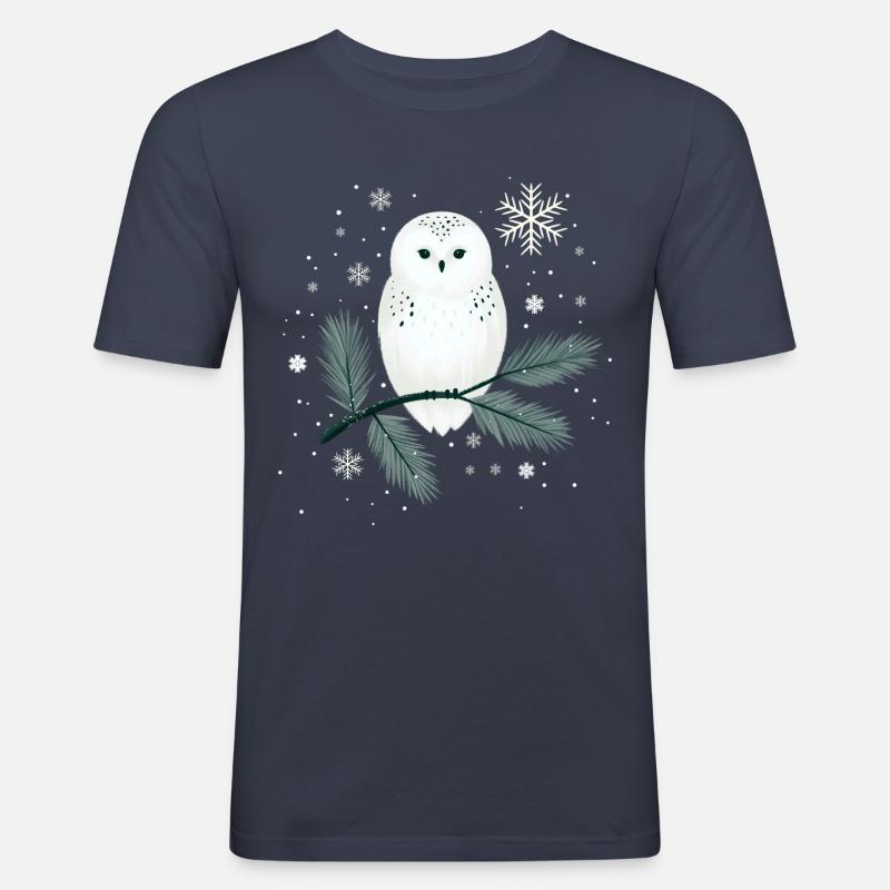Wintereule - Männer Slim Fit T-Shirt - Navy