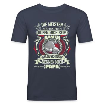 Die wichtigsten nennen mich Papa Vater - Männer Slim Fit T-Shirt - Navy - Vorne - Nik (191cm)