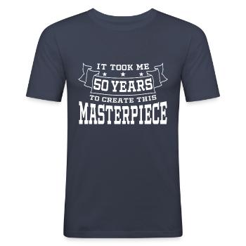 50th birthday 50 years gift idea - Men's Slim Fit T-Shirt - navy - Front - Nik (191cm)