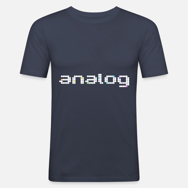 analog 2 white - Männer Slim Fit T-Shirt - Navy