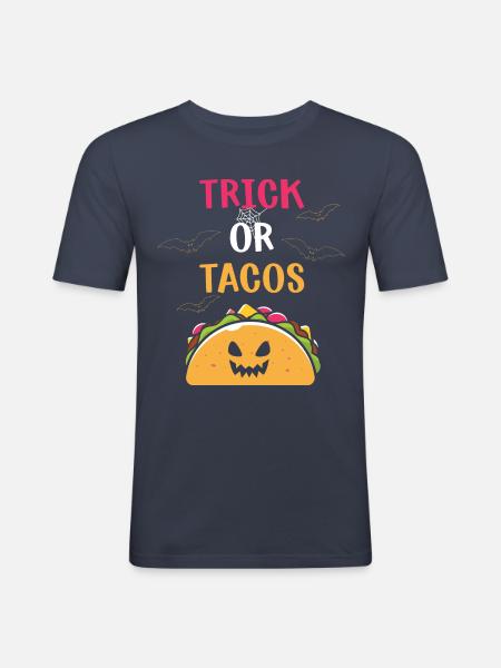 Astuce d’Halloween ou tacos - T-shirt près du corps Homme - bleu marine