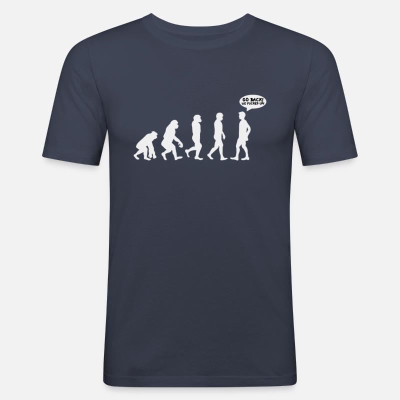 Evolution Umweltschutz Klimaschutz Erde Geschenk - Männer Slim Fit T-Shirt - Navy