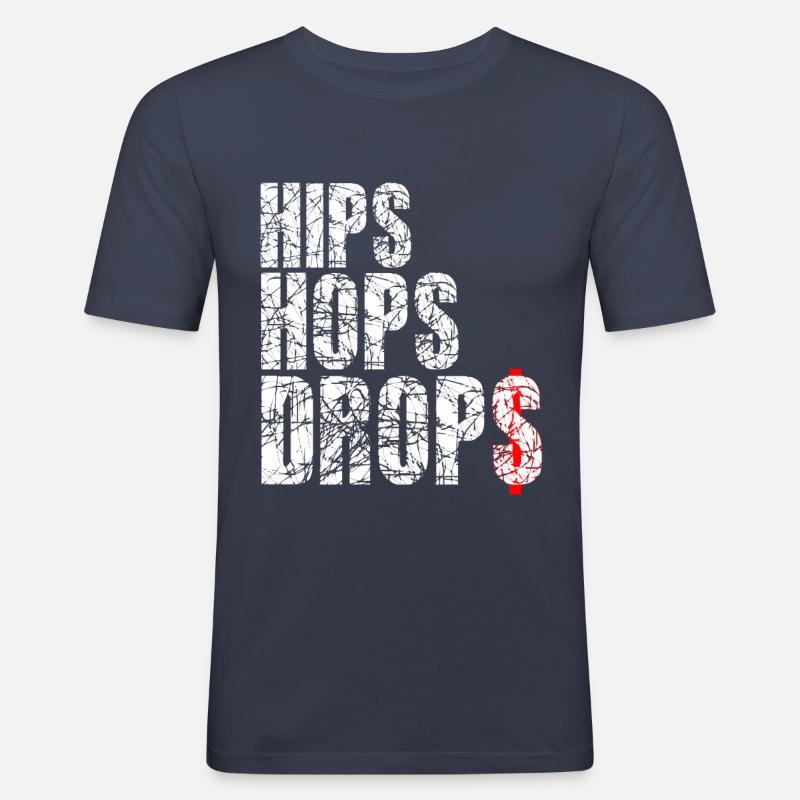 hips hops drops white - Männer Slim Fit T-Shirt - Navy