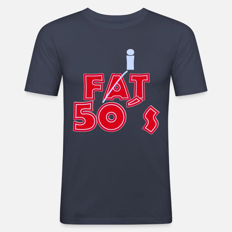 fat 50s red lightblue - Männer Slim Fit T-Shirt - Navy