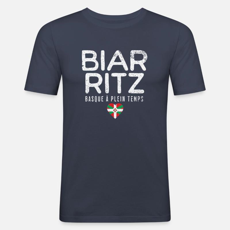 Vollzeit Baskisch - Männer Slim Fit T-Shirt - Navy
