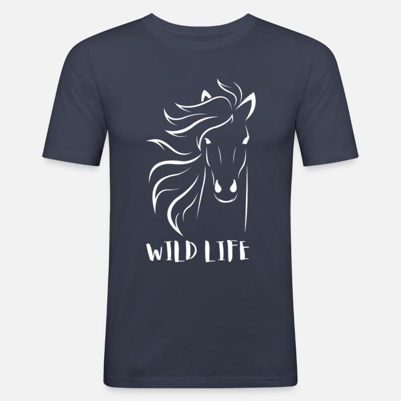 PFERD WILDES LEBEN - Männer Slim Fit T-Shirt - Navy