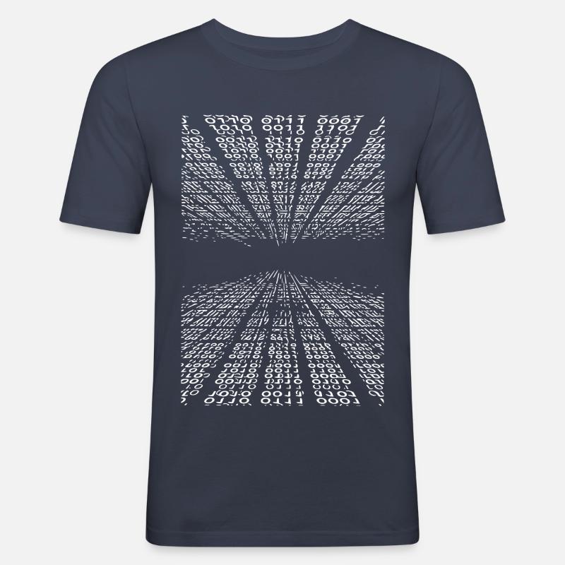 Horizontaler Binärcode - Männer Slim Fit T-Shirt - Navy