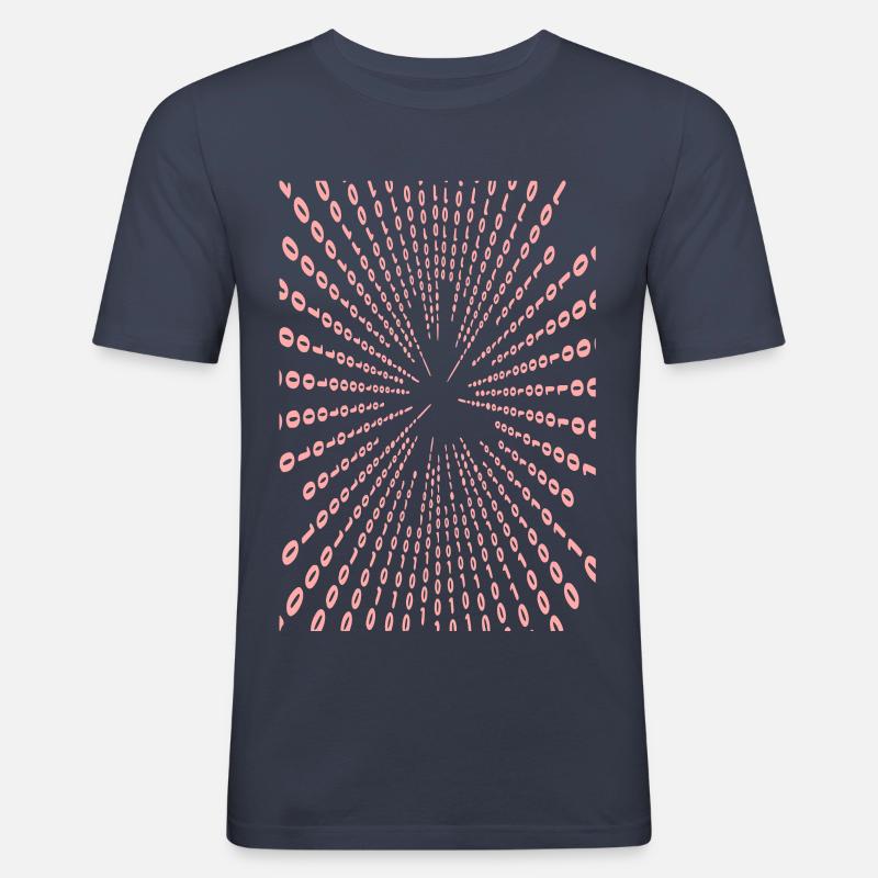 Binary code (pink) - Men's Slim Fit T-Shirt - navy
