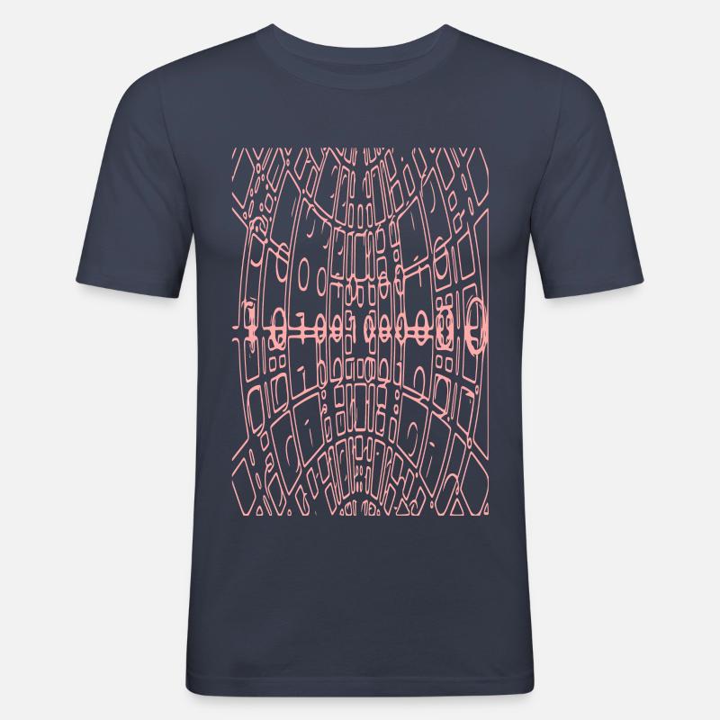 Binary Code Abstract (pink) - Men's Slim Fit T-Shirt - navy