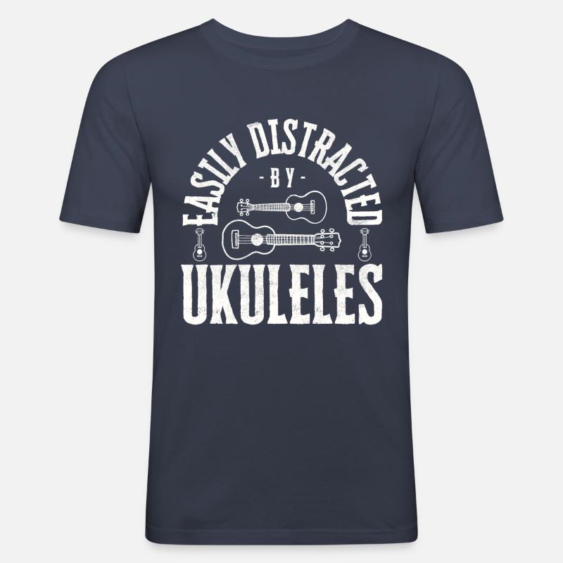 Easily distracted by Ukuleles - Männer Slim Fit T-Shirt - Navy
