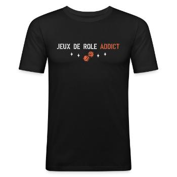Jeux de rôle addict - T-shirt près du corps Homme - noir - Devant - Nik (191cm)