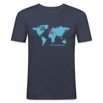 schwarzwald weltkarte - Männer Slim Fit T-Shirt - Navy - Vorne - Nik (191cm)