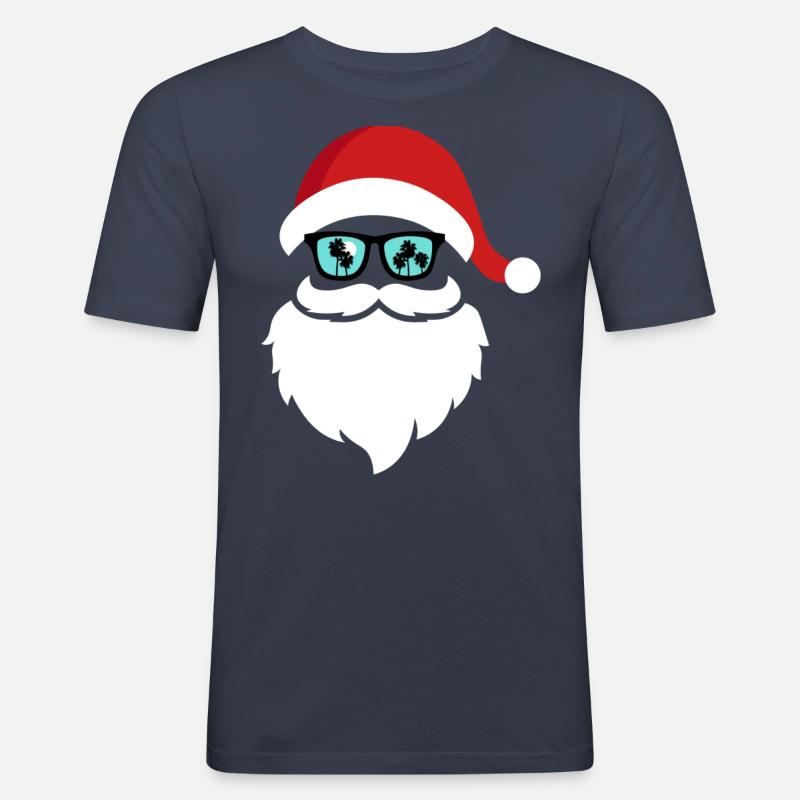 Weihnachtsmann Palmen - Männer Slim Fit T-Shirt - Navy