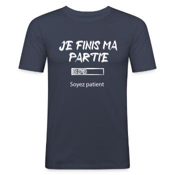 cadeau geek ado - T-shirt près du corps Homme - bleu marine - Devant - Nik (191cm)