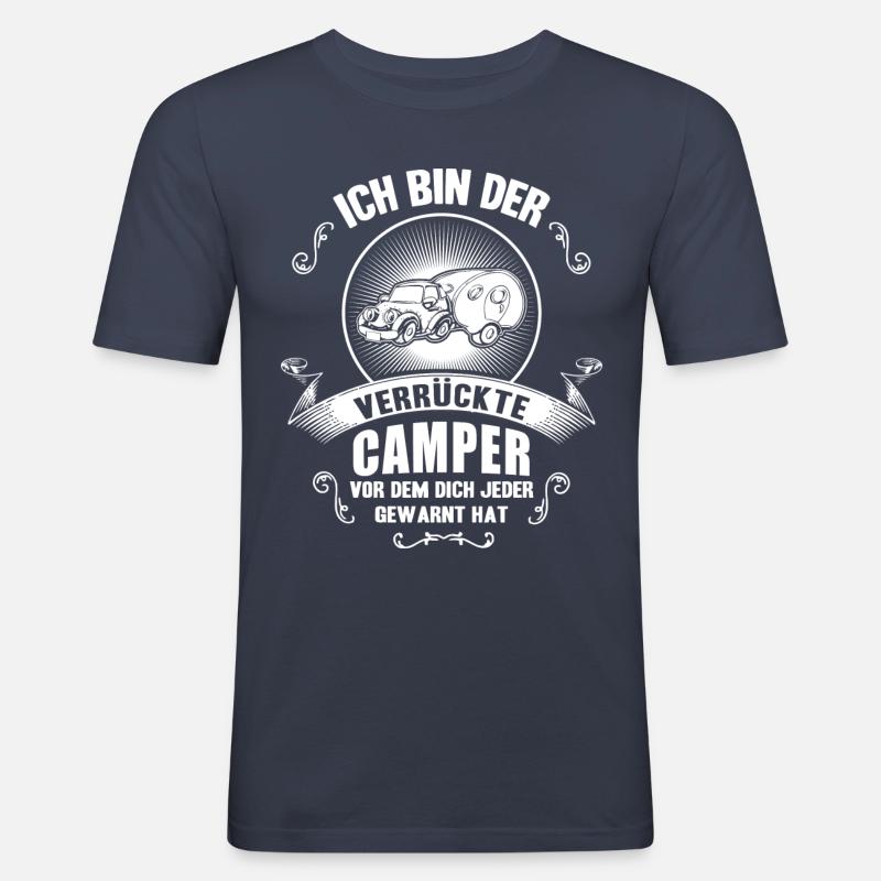 CRAZY CAMPER - Männer Slim Fit T-Shirt - Navy