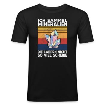 Mineralien Edelsteine sammeln Sammler Geschenk - Männer Slim Fit T-Shirt - Schwarz - Vorne - Nik (191cm)