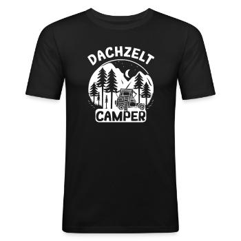 Dachzelt Camper Camping Autozelt - Männer Slim Fit T-Shirt - Schwarz - Vorne - Nik (191cm)