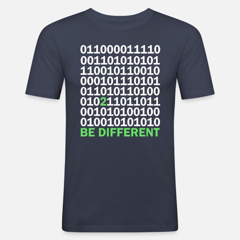 Binärcode Be Different - Männer Slim Fit T-Shirt - Navy