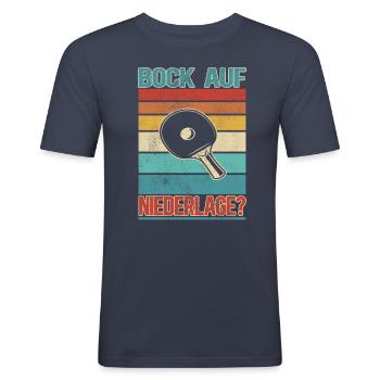 Tischtennisspieler für Tischtennis Spruch - Männer Slim Fit T-Shirt - Navy - Vorne - Nik (191cm)