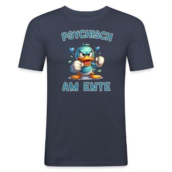 Psychisch am Ente - Psychisch am Ente - Männer Slim Fit T-Shirt - Navy - Vorne - Nik (191cm)