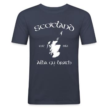 Scotland Map - T-shirt près du corps Homme - bleu marine - Devant - Nik (191cm)