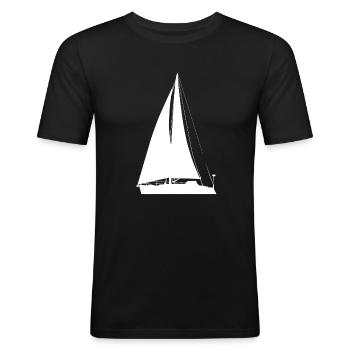 white sailboat - Men's Slim Fit T-Shirt - black - Front - Nik (191cm)