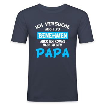 Kinder Shirt mit lustigem Spruch Papa Kind lustig - Männer Slim Fit T-Shirt - Navy - Vorne - Nik (191cm)