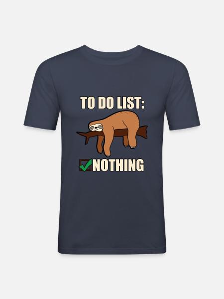 Luiaard om lijst te doen Niets Engels - Mannen slim fit T-shirt - navy