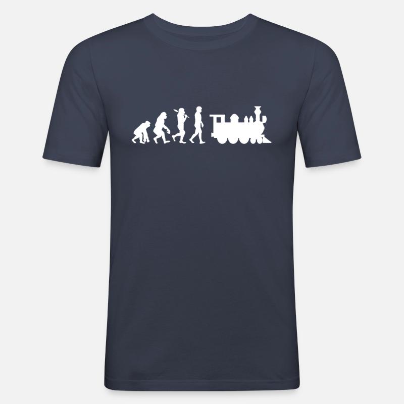 Lokomotive Evolution - Männer Slim Fit T-Shirt - Navy