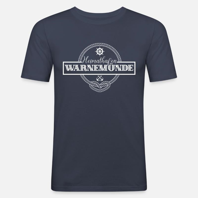 Heimathafen Warnemünde - Männer Slim Fit T-Shirt - Navy