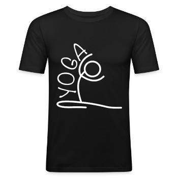 Yoga exercise for a workout - Men's Slim Fit T-Shirt - black - Front - Nik (191cm)