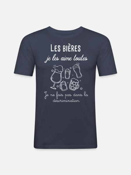 Offrir cadeau bières - T-shirt près du corps Homme - bleu marine