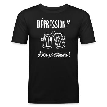 Citation drole biere - T-shirt près du corps Homme - noir - Devant - Nik (191cm)