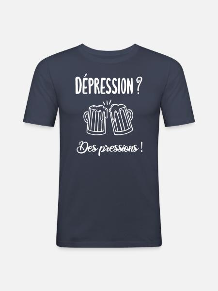 Citation drole biere - T-shirt près du corps Homme - bleu marine