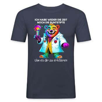 Ich habe weder die Zeit noch die Buntstifte - Männer Slim Fit T-Shirt - Navy - Vorne - Nik (191cm)