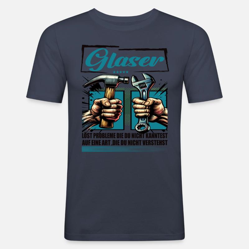 Glaser Beruf mit lustigen Spruch - Männer Slim Fit T-Shirt - Navy