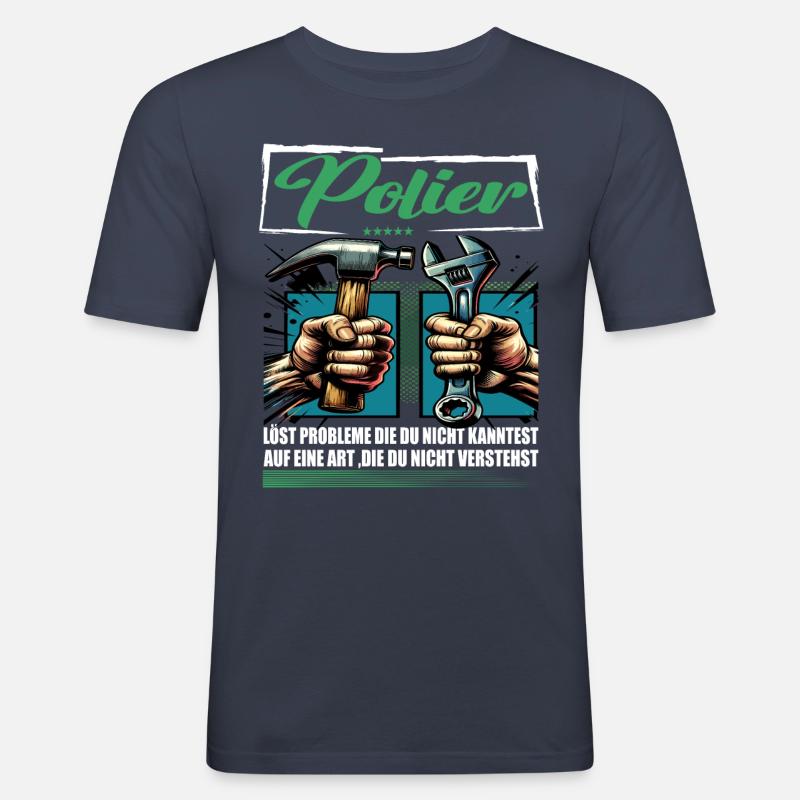 Polier Beruf mit lustigen Spruch - Männer Slim Fit T-Shirt - Navy