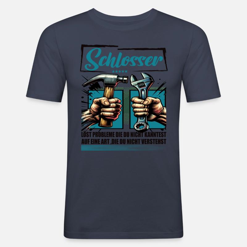 Schlosser Beruf mit lustigen Spruch - Männer Slim Fit T-Shirt - Navy