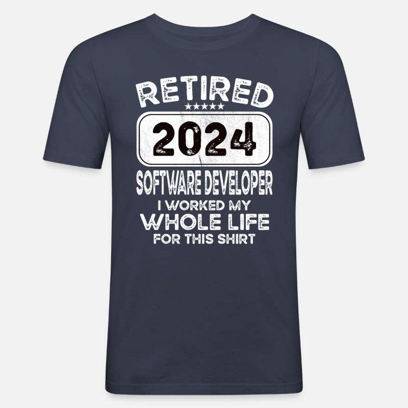 Retired Software developer 2024 - Männer Slim Fit T-Shirt - Navy