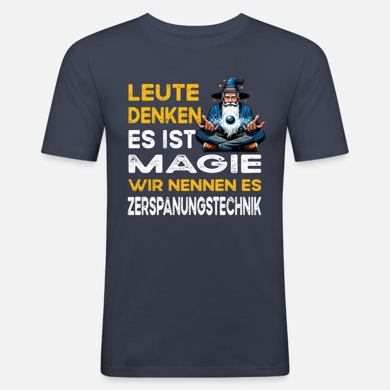 People Think Magic Machining Technology - Men's Slim Fit T-Shirt - navy