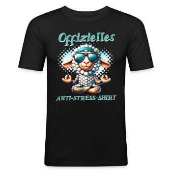 Méditation & Yoga Officiel Anti Stress - T-shirt près du corps Homme - noir - Devant - Nik (191cm)
