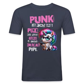 Punk Rock - Ich bin alt aber Punk ist nicht tot - Männer Slim Fit T-Shirt - Navy - Vorne - Nik (191cm)