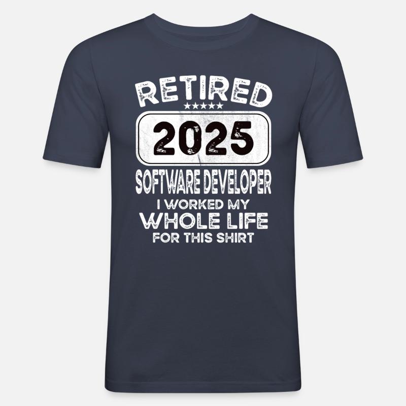 Retired Software developer 2025 - Männer Slim Fit T-Shirt - Navy
