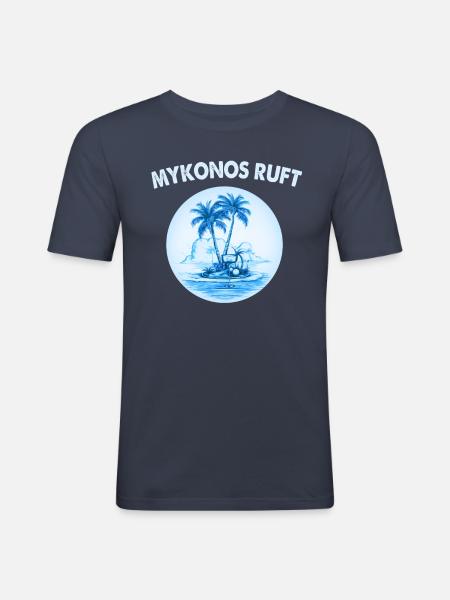Mykonos ruft - Männer Slim Fit T-Shirt - Navy